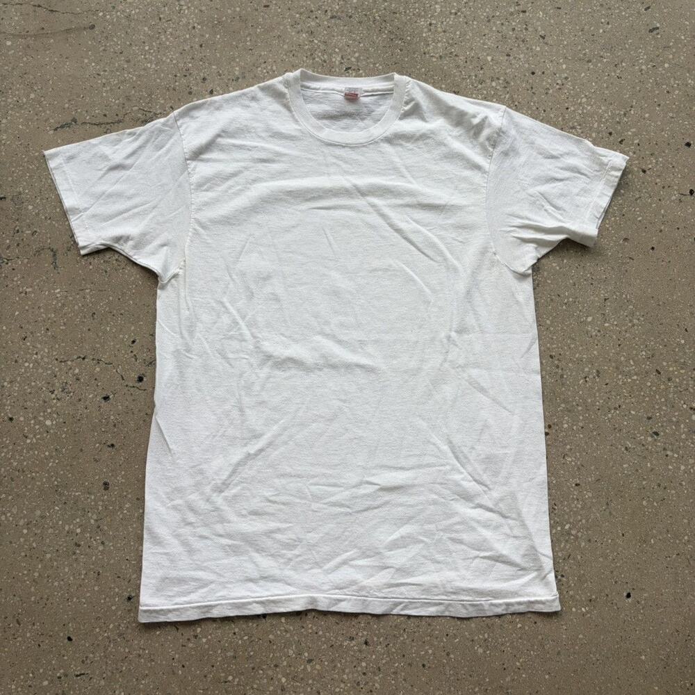 Vintage 60s Hanes White Blank Cotton T-Shirt